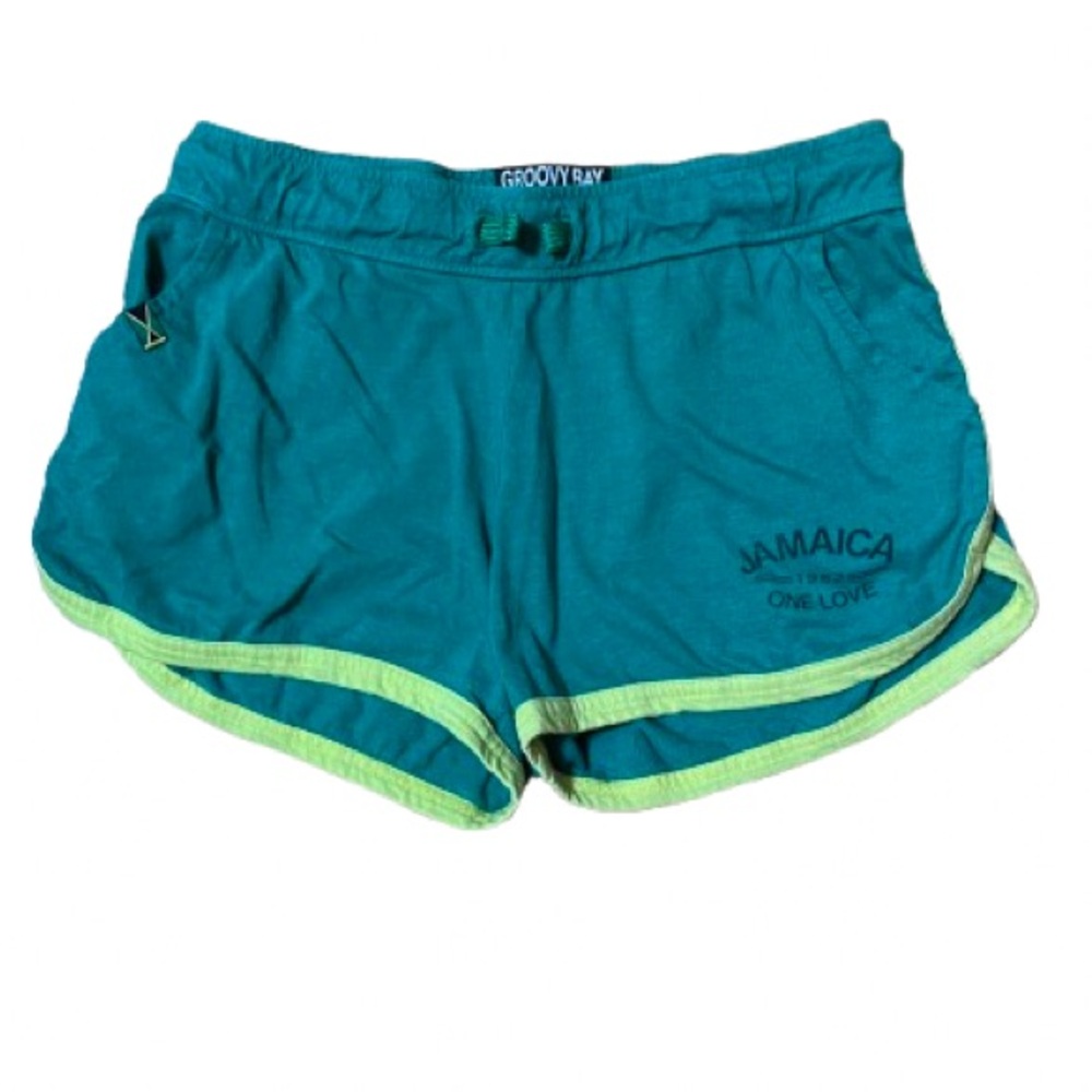 Groovy Bay Athletics Jamaica Teal Women's Shorts Size Medium